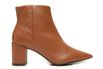 Bota Feminina Couro Caramelo Bico Fino Salto Bloco Donna Clô 
