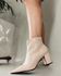 Bota Feminina Couro Nude Bico Fino salto bloco Donna Clô 