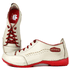 Tênis Feminino de Couro Legítimo com Palmilha em Gel - Off White /Vermelho - Sola Vermelha (AL008)