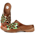 Mule Feminino Ortopédico em Couro Legítimo e Palmilha Gel - Castanho /Pistache /Off /Coral - Sola Castanho (AL023)