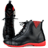 Bota Feminina Ortopédica de Couro Legítimo e Palmilha Gel - Preto /Vermelho - Sola Vermelha (AL034)