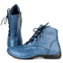 Bota Ortopédica Feminina em Couro Legítimo com Palmilha Gel - Azul - Sola Preta (AL035) 