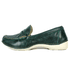 Mocassim Feminino em Couro Legítimo e Palmilha Gel - Bicolor Verde - Sola Off (AL066)