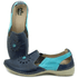 Sapatilha Feminina em Couro Legítimo e Palmilha Gel - Azul - Oceano - Sola Off (AL025)