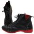 Bota Feminina Ortopédica de Couro Legítimo e Palmilha Gel - Preto e Vermelho (AL 034)