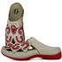 Mule Ortopédico Feminino Couro Legitimo com Palmilha Gel - Off/Vermelho (AL 054)