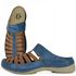 Mule Ortopédico Feminino Couro Legitimo com Palmilha Gel - Azul/Castanho (AL 055)