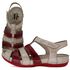 Sandália Feminina Ortopédica de Couro Legítimo e Palmilha Gel - Off/Vermelho (BE 013)