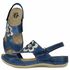 Sandália Feminina de Couro Legítimo e Palmilha Gel - Azul/Off (BE 023)
