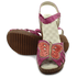 Sandália Anabela Feminina de Couro Legítimo com Palmilha Gel - Violeta - Off - Coral (NI048)
