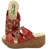 Sandália Anabela Feminina de Couro Legítimo com Palmilha Gel - Vermelho - Castanho (NI024)