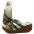 Sandália Anabela Feminina de Couro Legítimo - Caramelo - Verde (NI038)