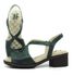Sandália de Salto Feminina em Couro Legítimo Bicolor Verde e Palmilha Gel - BR 051