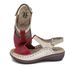 Sandália Feminina de Couro Legítimo e Palmilha Gel - Off White/Vermelho (MA 040)
