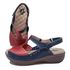 Sandália Feminina Couro Legítimo e Palmilha Gel - Azul/Vermelho (MA 040)