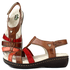 Sandália Feminina Anatômica em Couro Legítimo e Palmilha Gel - CASTANHO /VERMELHO /CASTANHO /CORAL (MA005) 