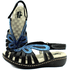 Sandália Feminina Anatômica em Couro Legítimo e Palmilha Gel - Preto - Azul (MA017)