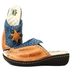 Sandália Feminina Anatomica de Couro Legítimo e Palmilha Gel - Azul /Laranja Verde /Laranja (MA034)