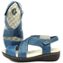 Sandália Feminina Anatômica em Couro Legítimo e Palmilha Gel - Bicolor Azul - Sola Café (MA056)