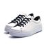 Tênis Feminino Casual De Amarrar 086 Napa Branca e Preta
