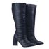 Bota Feminina Cano Longo Salto Triângulo 23020 Croco Preto