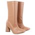 Bota Feminina Cano Médio Bico Quadrado 23022 Stretch Verniz Rosado