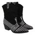 Bota Feminina Texana Salto Baixo Com Spikes 23040 Camurça Preta Western