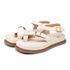 Sandália Feminina Papete Flatform Tiras Fivela 23411 Off White