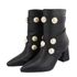 Bota Feminina Com Salto Bloco Detalhe Broche Dourado 183211 Napa Preto