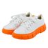 Tênis Feminino Casual De Amarrar 101 Napa Branco Com Sola Laranja