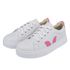 Tênis Feminino Casual De Amarrar 087 Napa Branco Com Detalhes Rosa