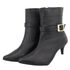 Bota Feminina Cano Curto Salto Baixo 180127 Detalhe Em Fivela Napa Preta