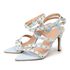 Sandália Feminina Salto e Bico Fino 6019 Napa Azul Bebe