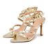 Sandália Feminina Salto e Bico Fino 6019 Napa Ouro Light