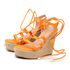 Sandália Feminina Anabela Plataforma Amarração Tornozelo 40102 Napa Laranja