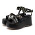Sandália Anabela Napa Preto 9100