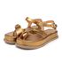 Sandália Feminina Papete Flatform Tiras Fivela Bronze