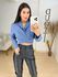 Cropped linho azul 