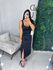 Vestido Isa acetinado preto