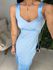 Vestido Isa acetinado azul