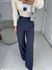 Calça Malu risca de giz azul marinho