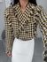 Blazer tweed marrom/creme