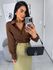 Camisa Lauren acetinada marrom