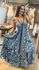 VESTIDO INDIANO COSTA ABERTA- MARROM COM AZUL BIC