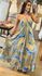 VESTIDO INDIANO COSTA ABERTA- AZUL CLARO E DOURADO