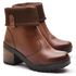 Bota Coturno Feminino Com Cano De Meia Canelada E Salto Médio ELT 9731B- Castanho