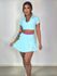 Conjunto Shorts-Saia Luxy Top Polo Verde Água