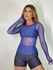 Blusa Comprida Tule Manga Longa Marinho