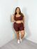 Conjunto Shorts Top Elástico Curvilíneas Marrom
