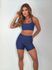 Conjunto Shorts Curto Top Faixas Marinho